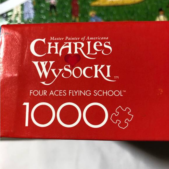 Charles Wysocki 1000 piece jigsaw puzzle “four aces flying school” airplanes - Picture 3 of 5